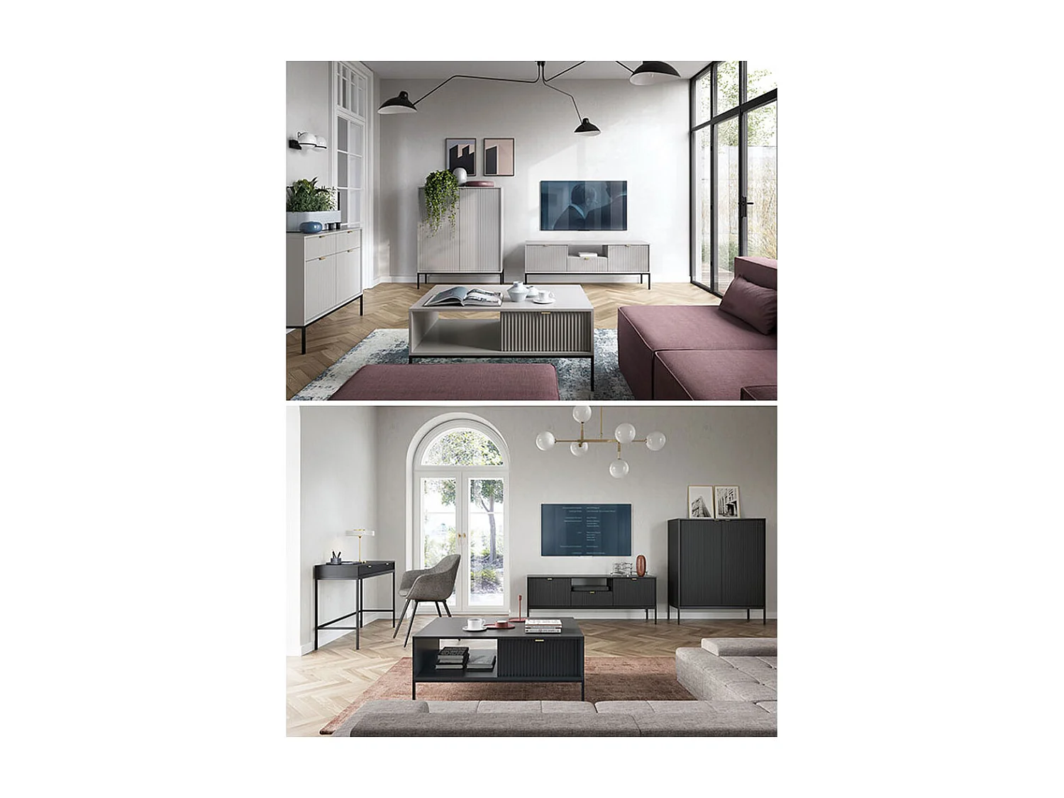 WOHNZIMMER-SET Nova Kaschmir / Schwarz 3-teilig