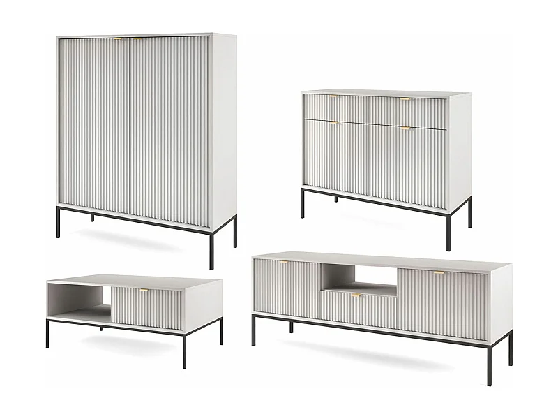 WOHNZIMMER-SET Nova Grau / Schwarz 4-teilig