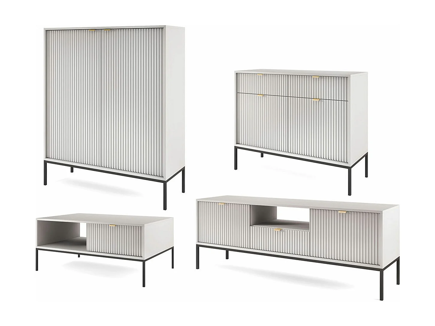 WOHNZIMMER-SET Nova Grau / Schwarz 4-teilig