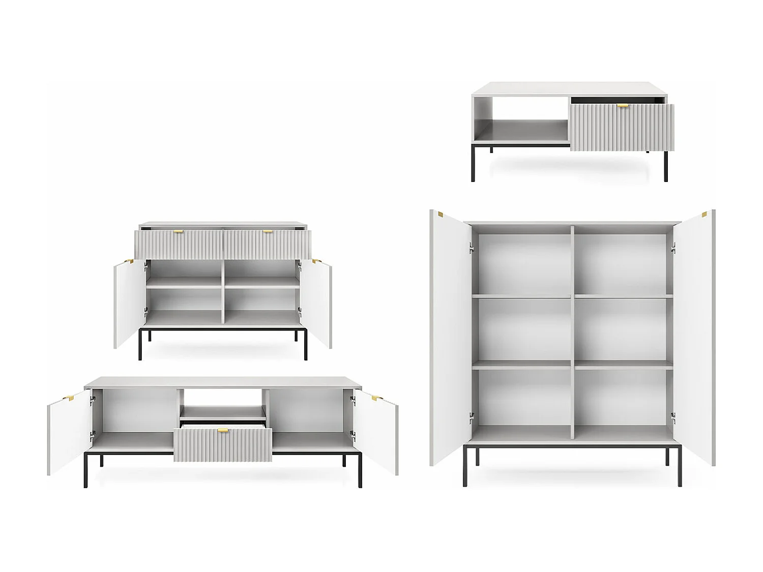 WOHNZIMMER-SET Nova Grau / Schwarz 4-teilig