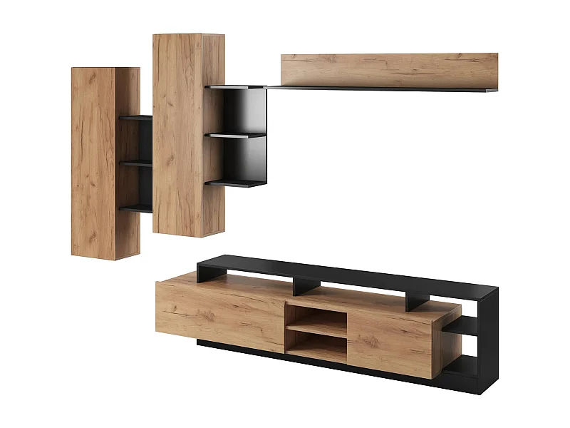 WOHNWAND Alva Craft Gold Oak / anthrazit 4-teilig