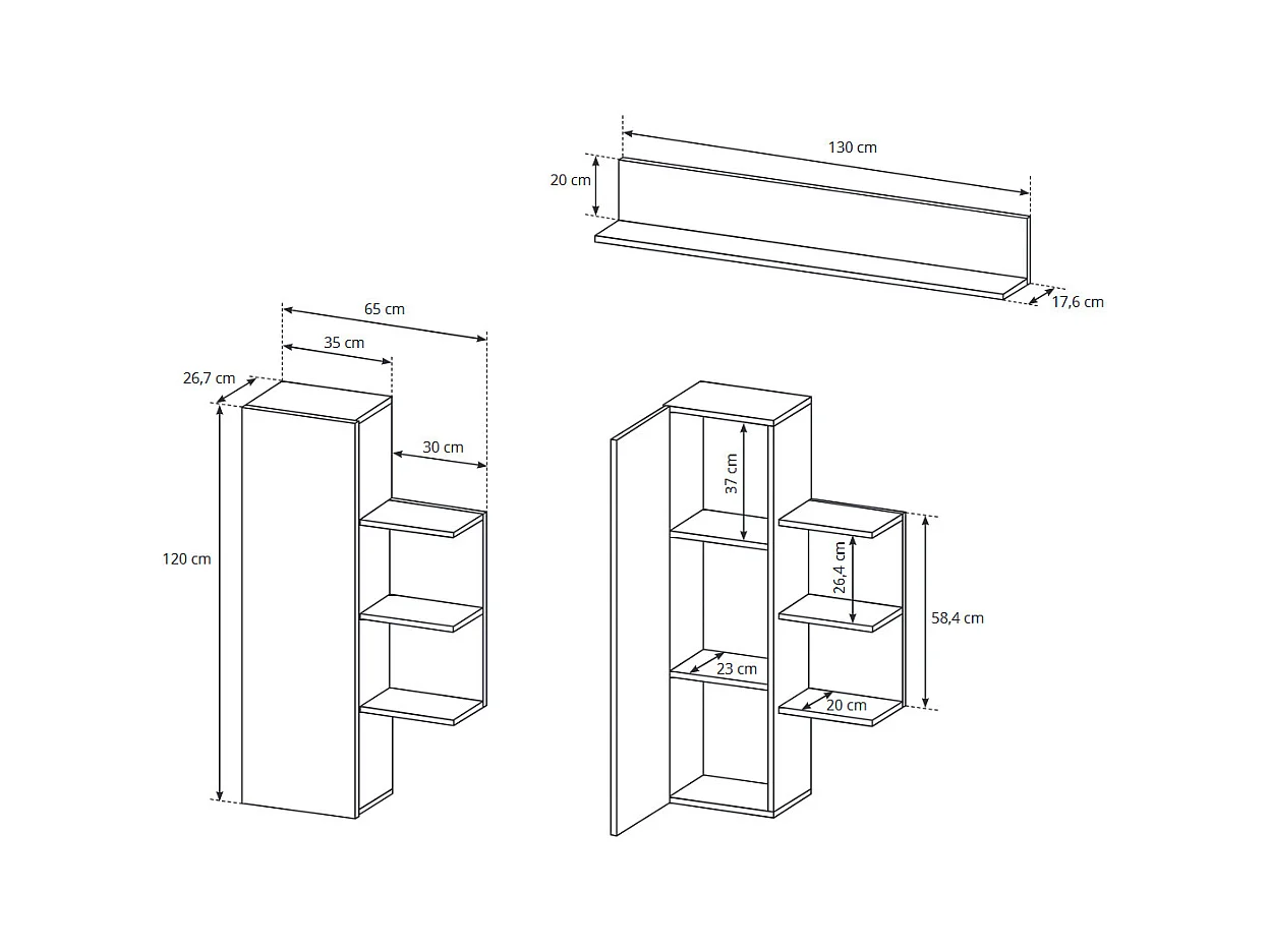 WOHNWAND Alva Craft Gold Oak / anthrazit 4-teilig