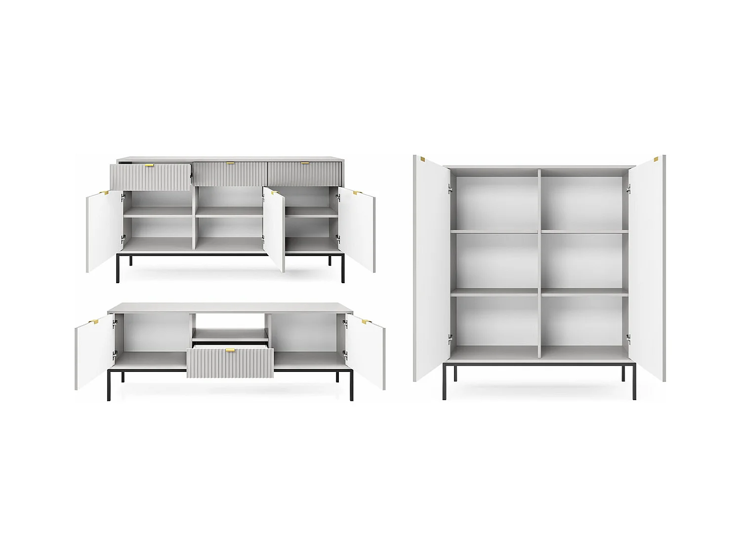 WOHNZIMMER-SET Nova Grau / Schwarz 3-teilig