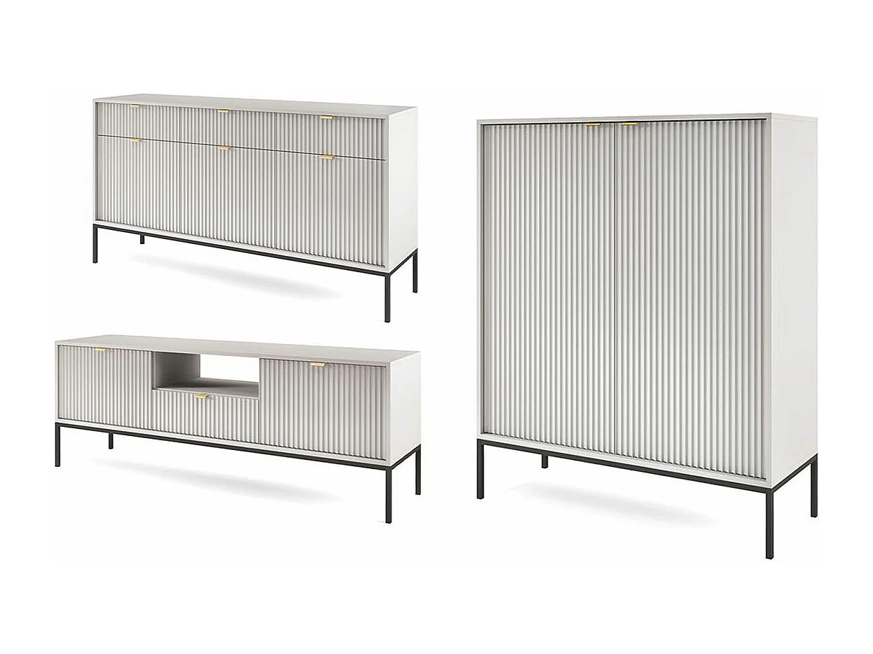 WOHNZIMMER-SET Nova Grau / Schwarz 3-teilig