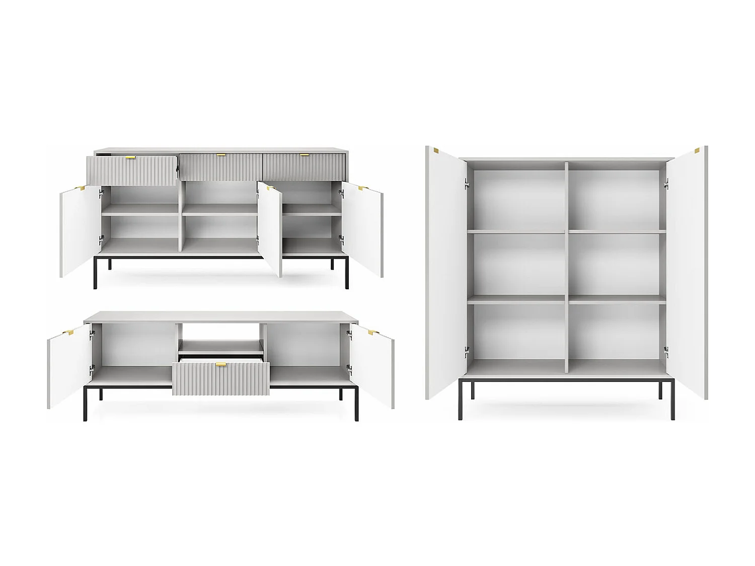 WOHNZIMMER-SET Nova Grau / Schwarz 3-teilig