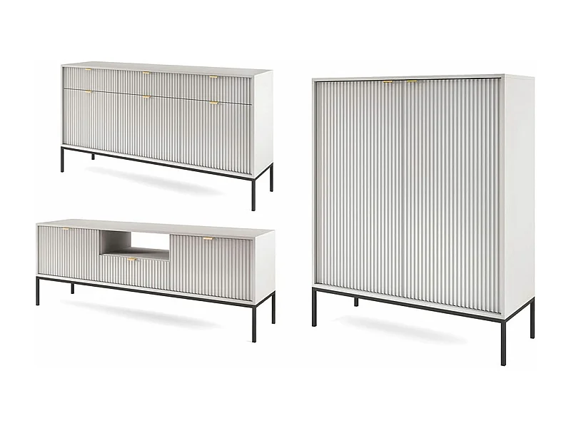 WOHNZIMMER-SET Nova Grau / Schwarz 3-teilig