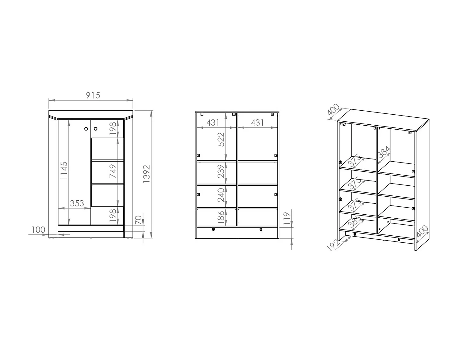 WOHNZIMMER-SET Terni silbergrau 5-teilig