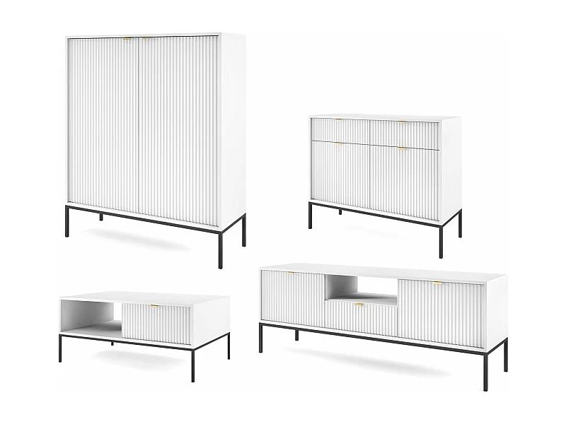 WOHNZIMMER-SET Nova Weiß / Schwarz 4-teilig