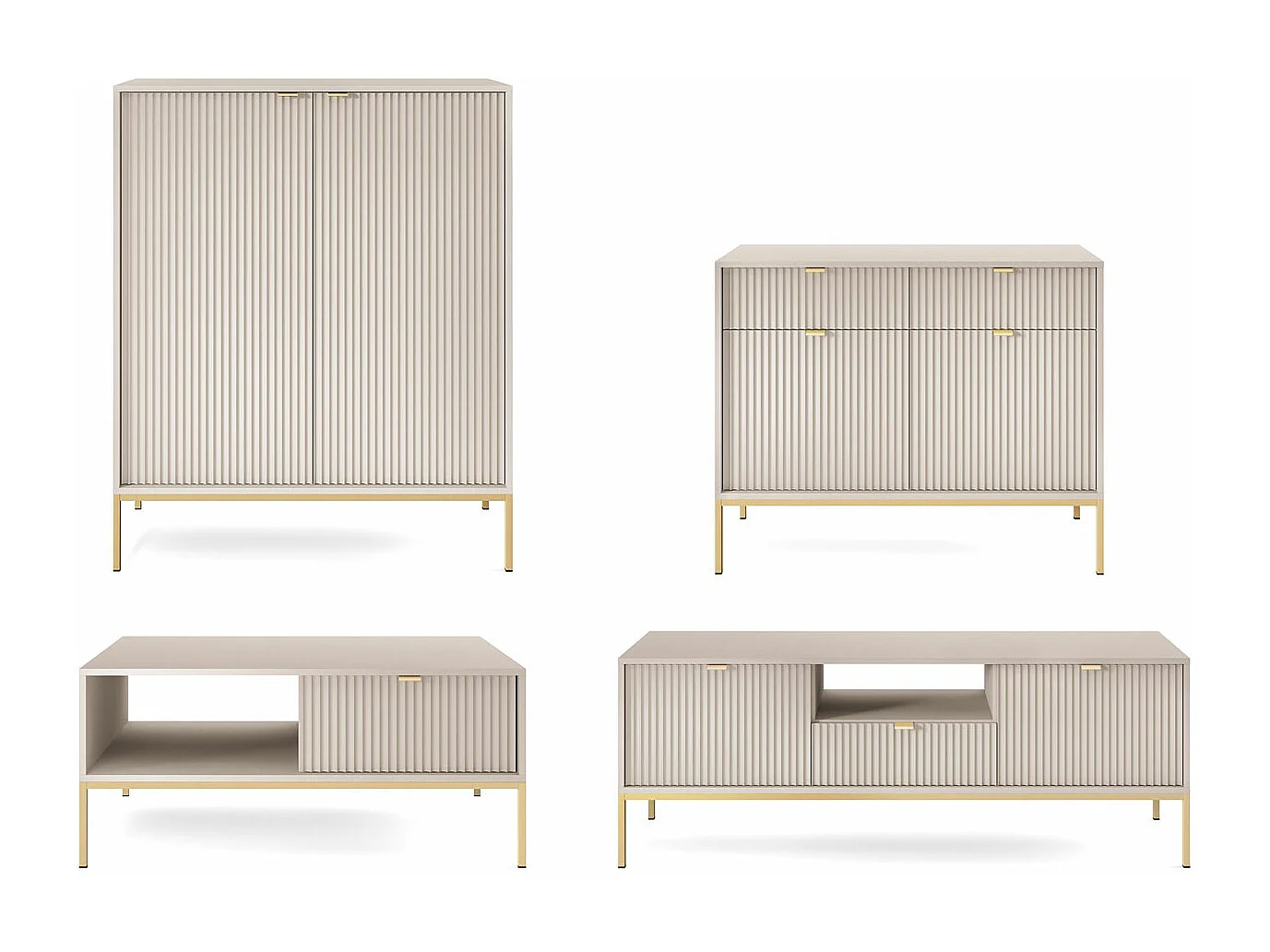 WOHNZIMMER-SET Nova Kaschmir / Gold 4-teilig