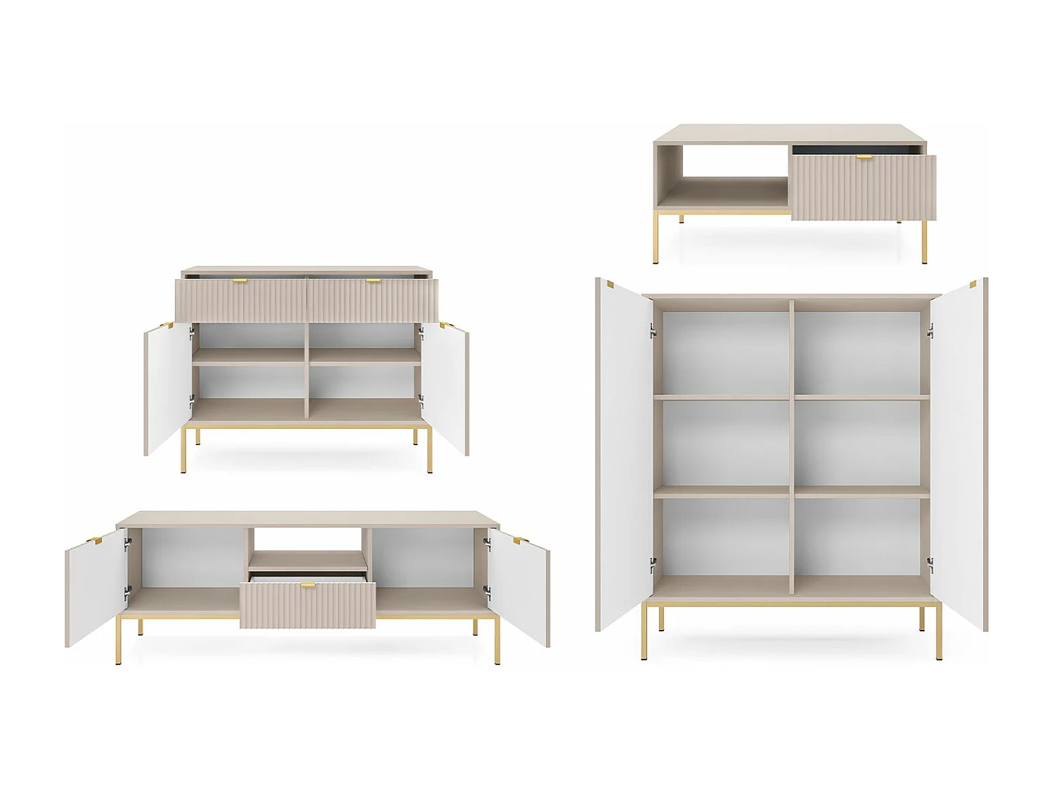 WOHNZIMMER-SET Nova Kaschmir / Gold 4-teilig