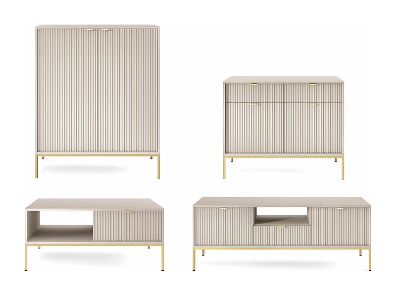 WOHNZIMMER-SET Nova Kaschmir / Gold 4-teilig