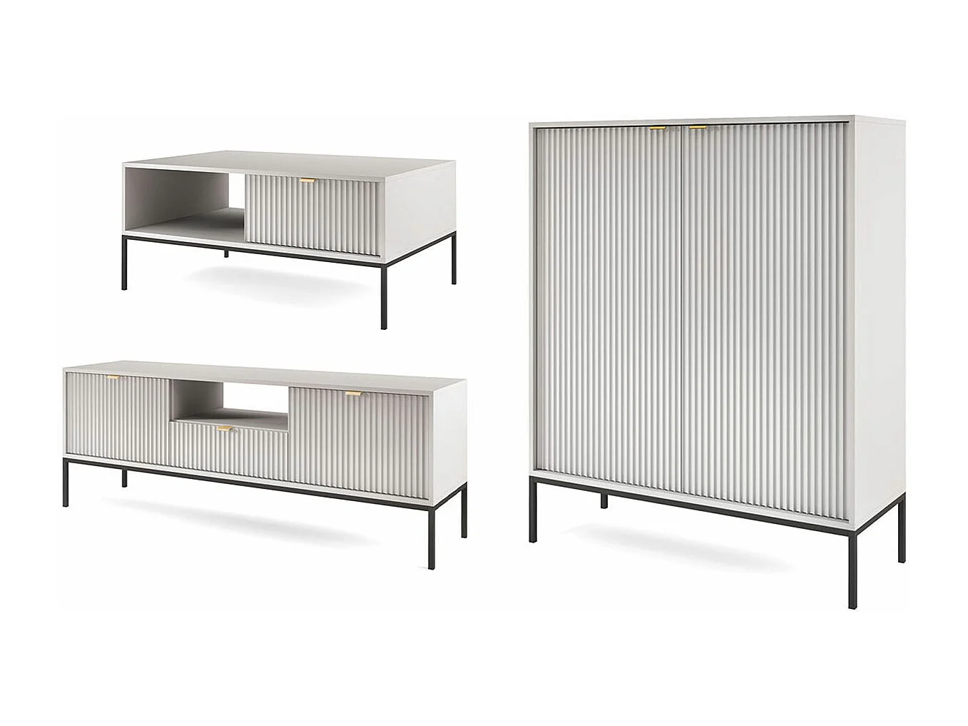 WOHNZIMMER-SET Nova Grau / Schwarz 3-teilig