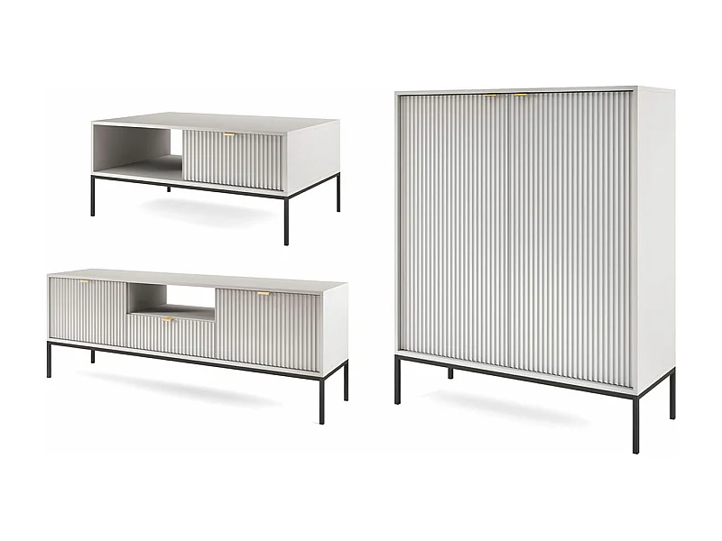 WOHNZIMMER-SET Nova Grau / Schwarz 3-teilig