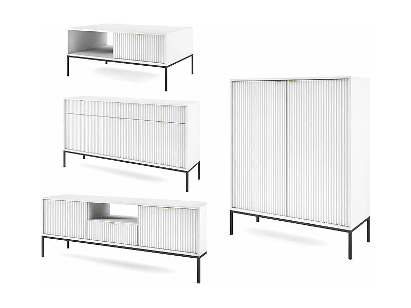 WOHNZIMMER-SET Nova Weiß / Schwarz 4-teilig