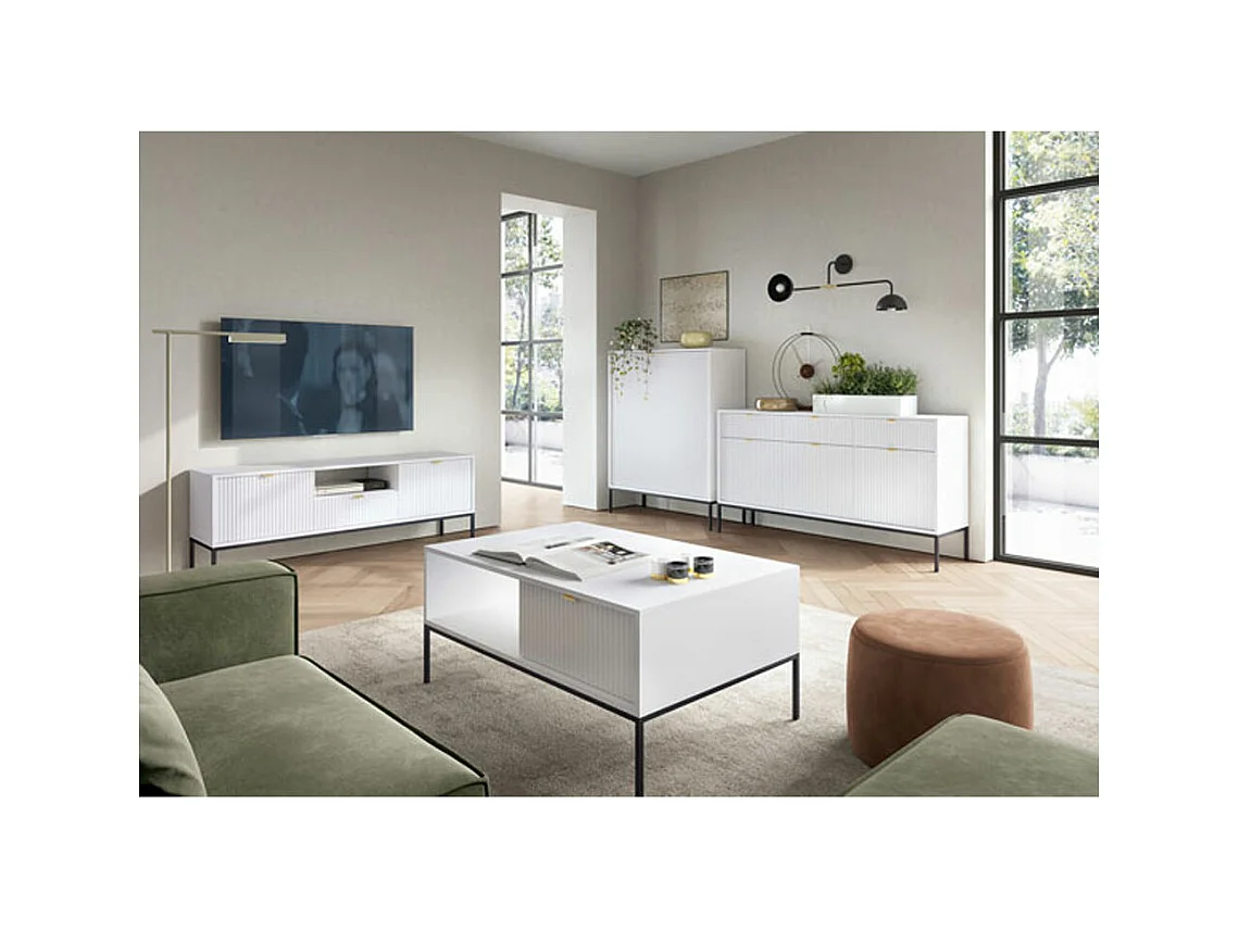 WOHNZIMMER-SET Nova Weiß / Schwarz 4-teilig