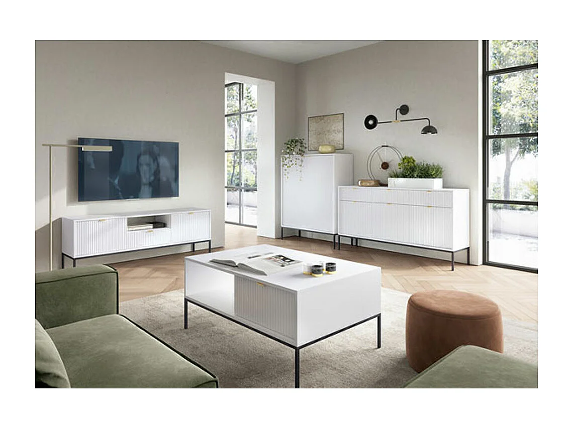 WOHNZIMMER-SET Nova Weiß / Schwarz 4-teilig