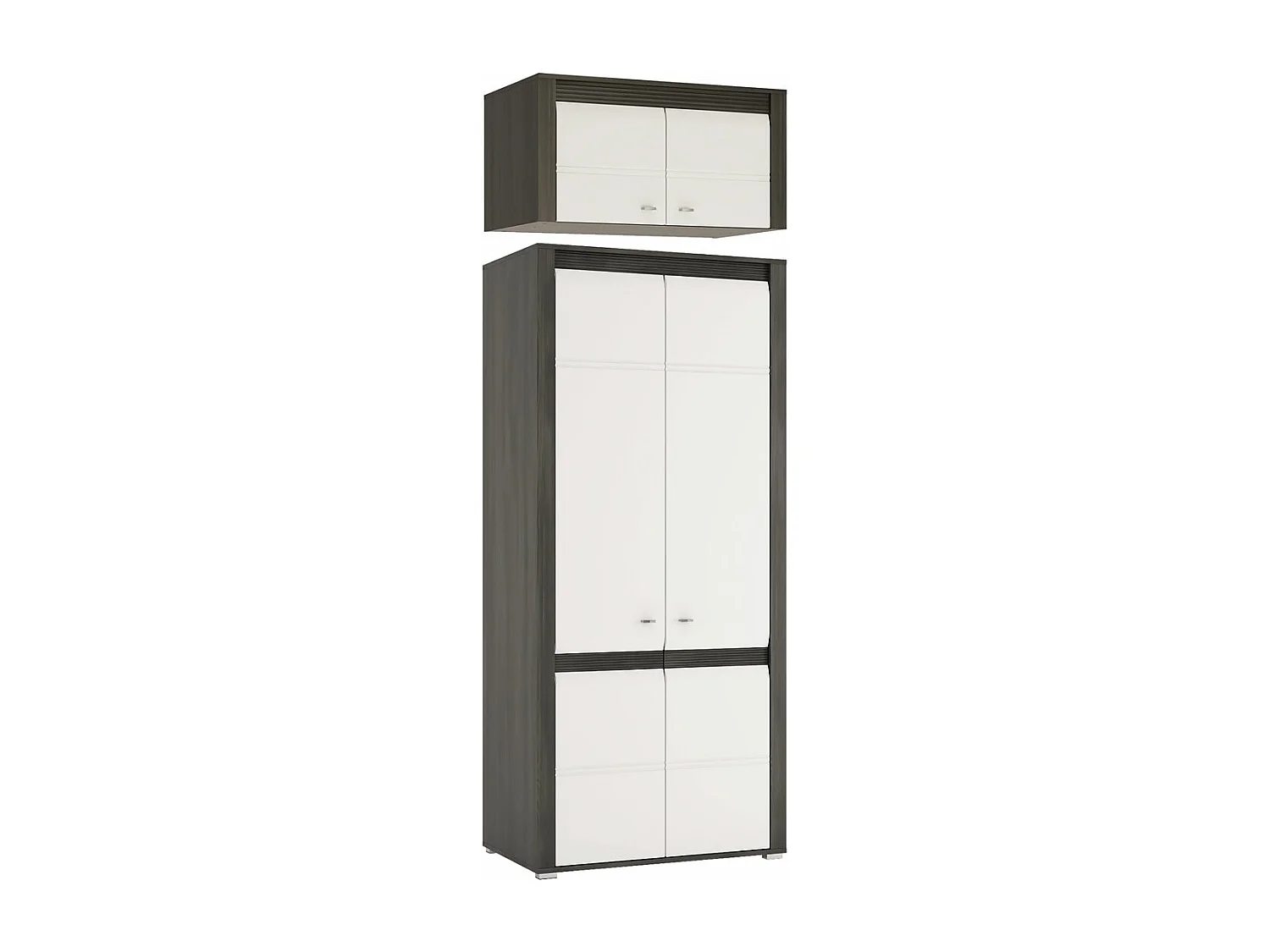 KLEIDERSCHRANK MIT AUFSATZ Sevilla  schwarzkiefer / weiß hg 90 / 58 / 253cm