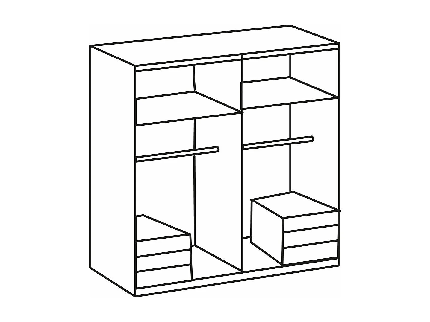 KLEIDERSCHRANK Level weiß 200 / 58 / 216cm
