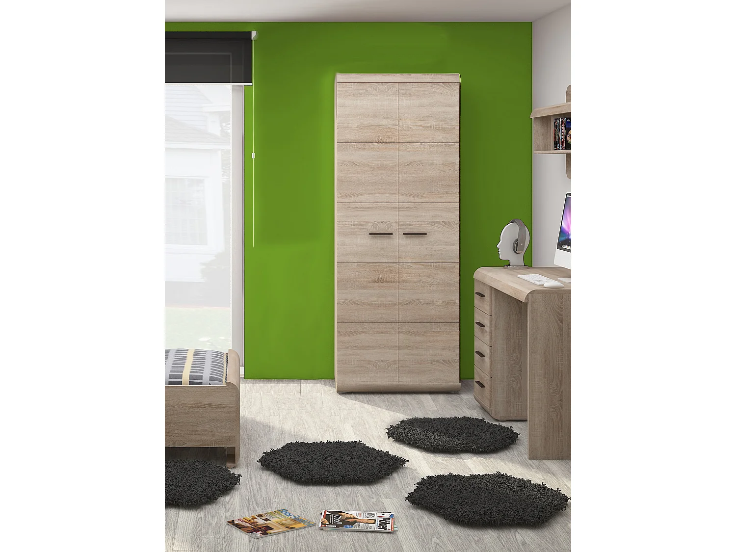 KLEIDERSCHRANK Link G Eiche Sonoma 80 / 54 / 194cm