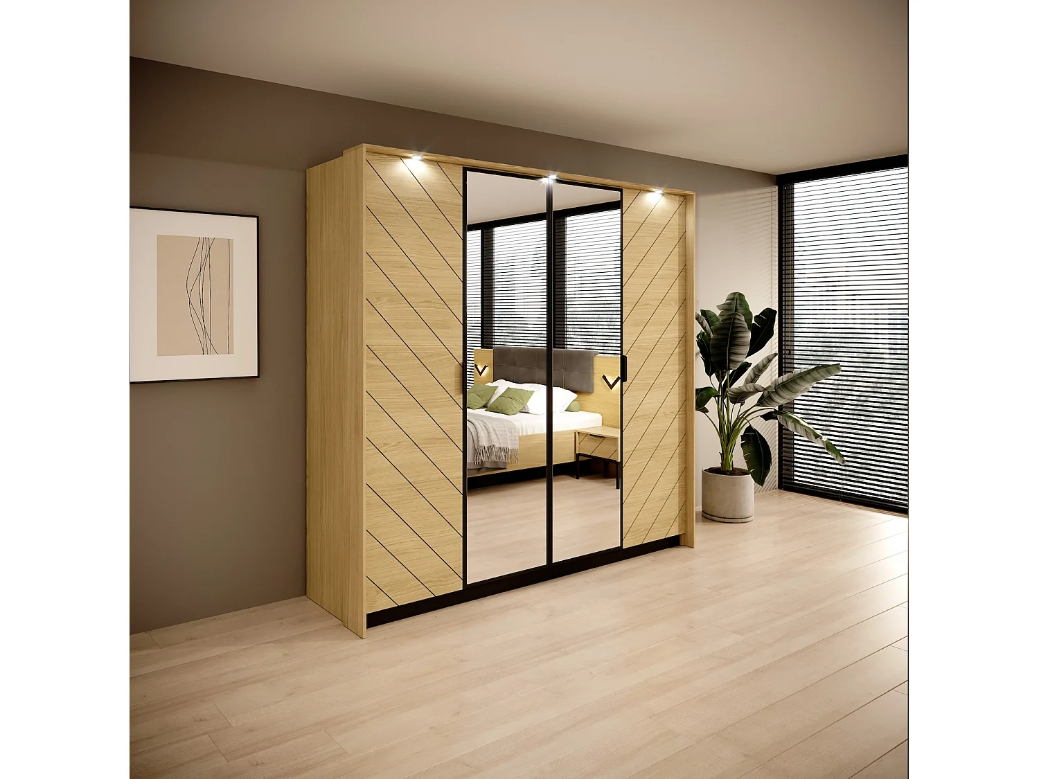 KLEIDERSCHRANK Verso Scandi Oak 223 cm / 60 cm / 210 cm