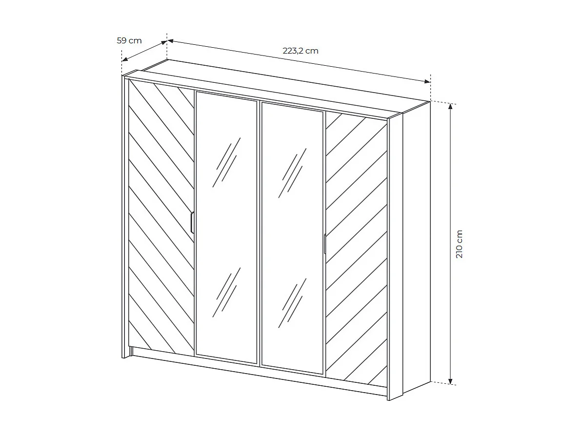 KLEIDERSCHRANK Verso Scandi Oak 223 cm / 60 cm / 210 cm