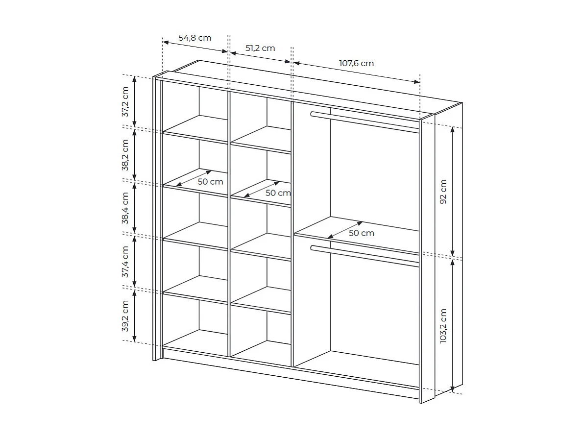 KLEIDERSCHRANK Verso Scandi Oak 223 cm / 60 cm / 210 cm