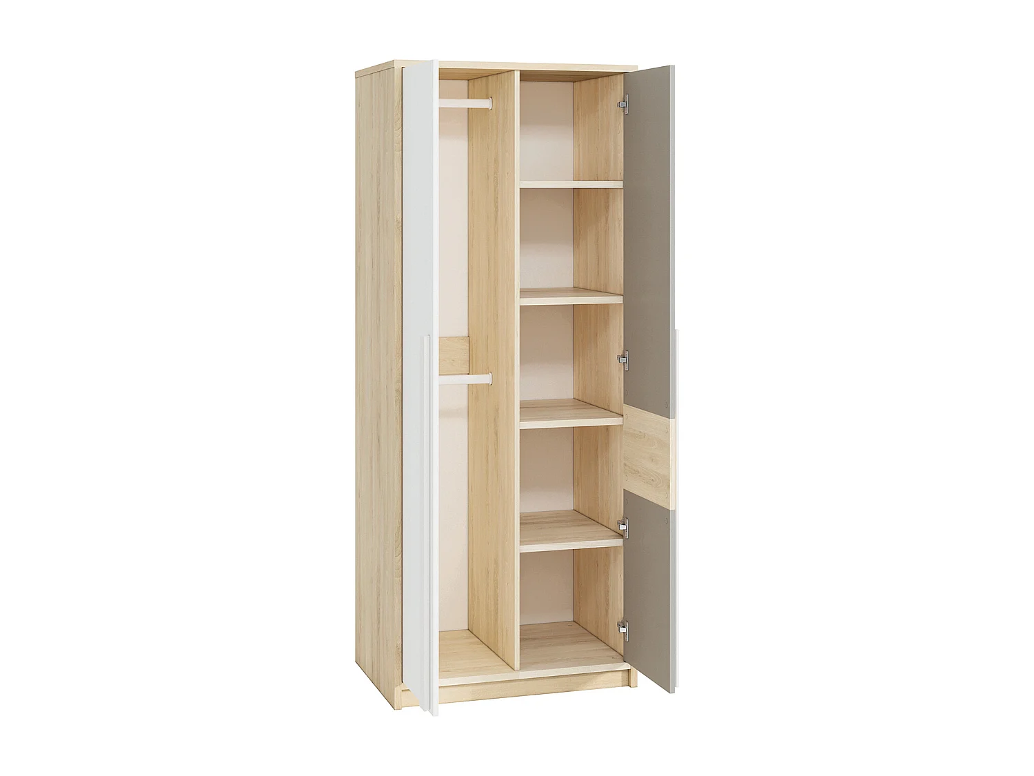 KLEIDERSCHRANK Drop Fjord Buche / weiß / grau 80 / 55 / 199cm