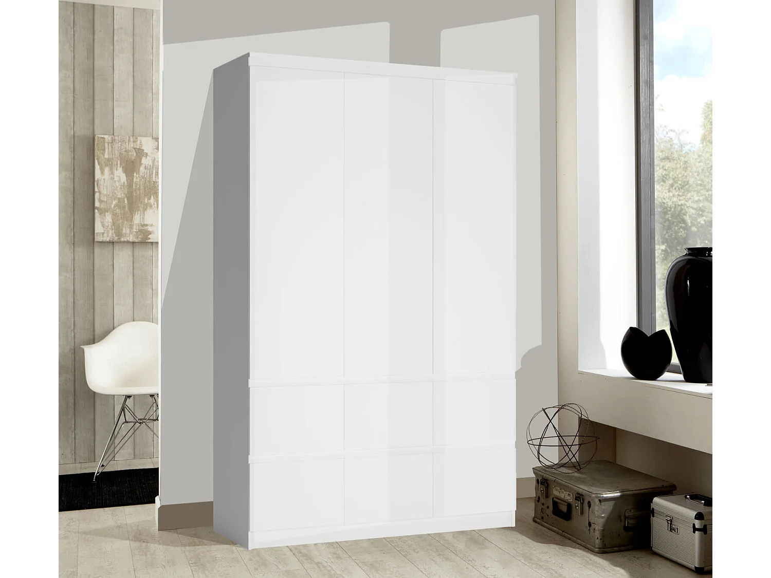 KLEIDERSCHRANK Boston weiß/weiß hg 136,4 / 58,5 / 213cm