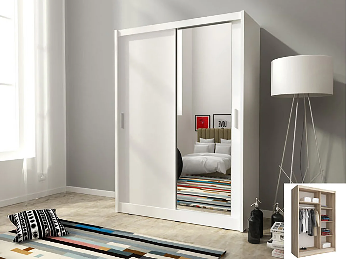 SCHIEBETÜRENSCHRANK Maja Weiß 130 / 62 / 200cm