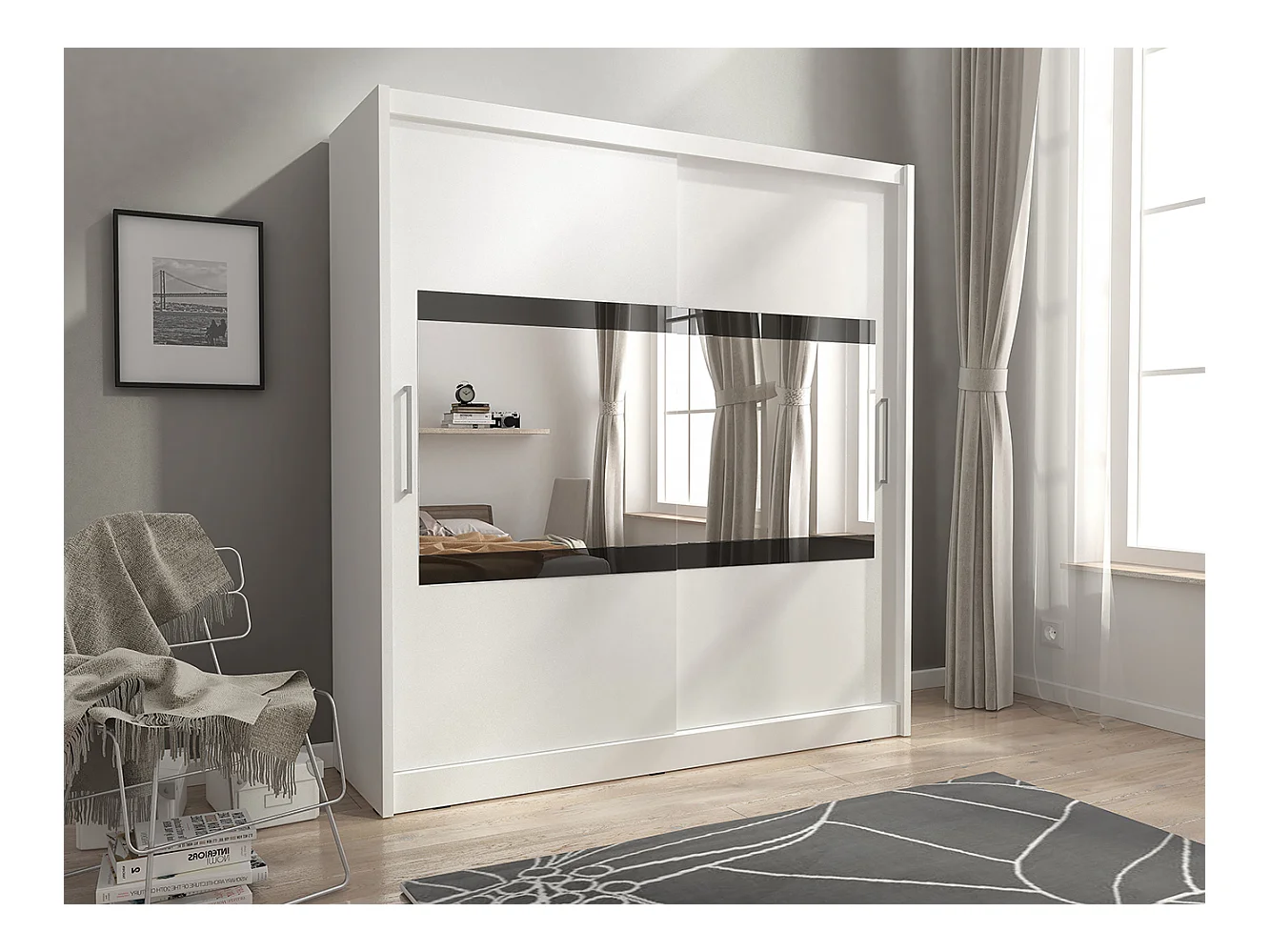 SCHIEBETÜRENSCHRANK Maja IV weiß 180 / 62 / 200cm