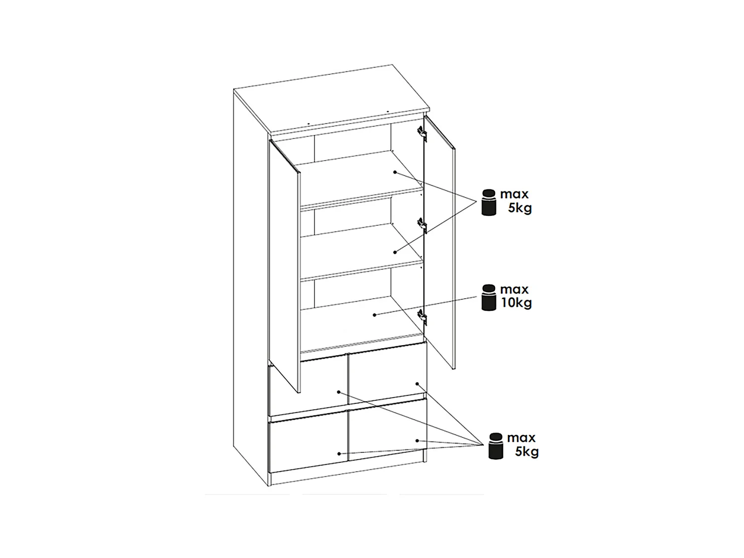 KLEIDERSCHRANK Boston weiß 91 / 58,5 / 213cm