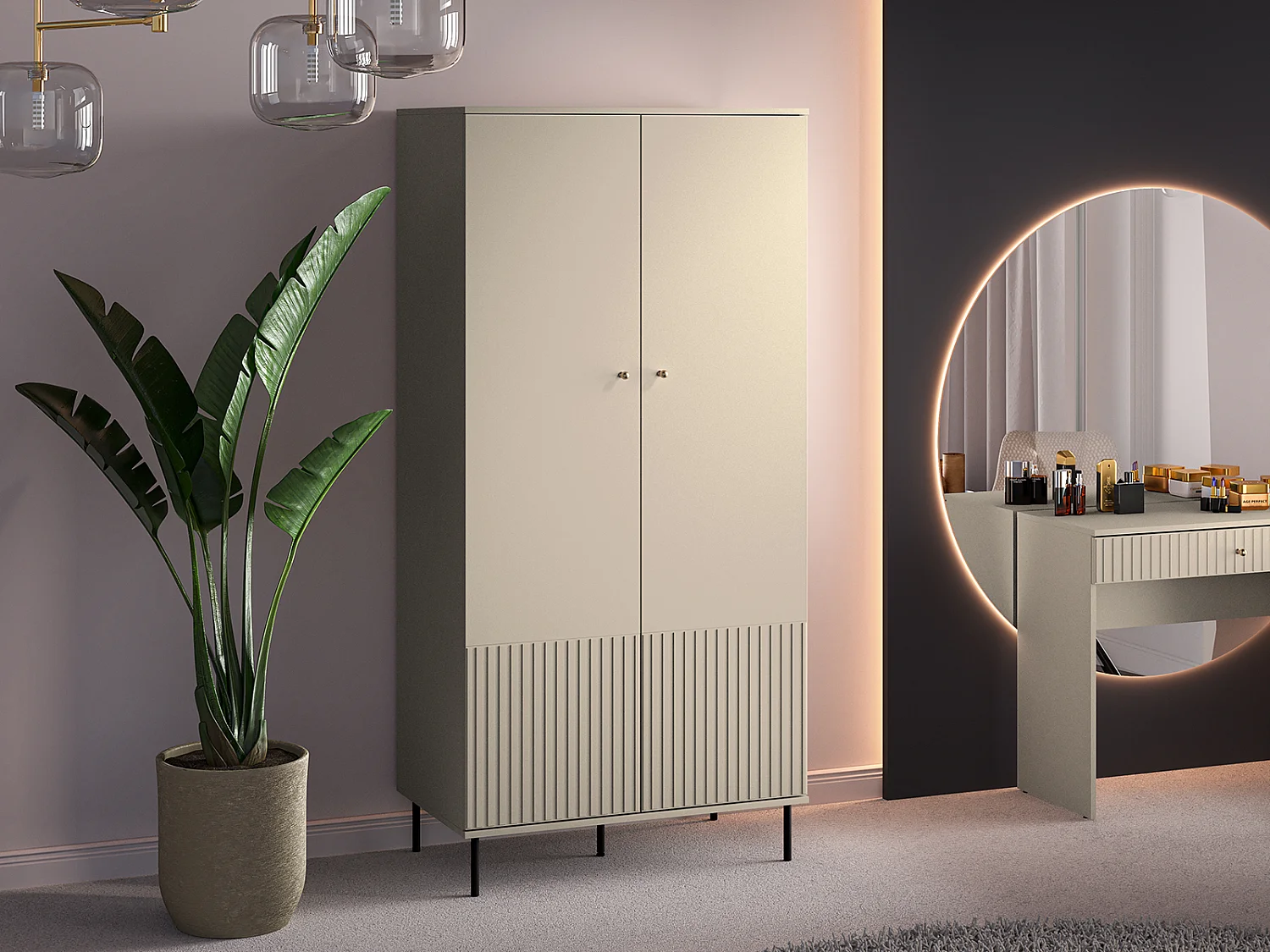 KLEIDERSCHRANK Sophie kaschmir matt 92 / 53 / 190cm