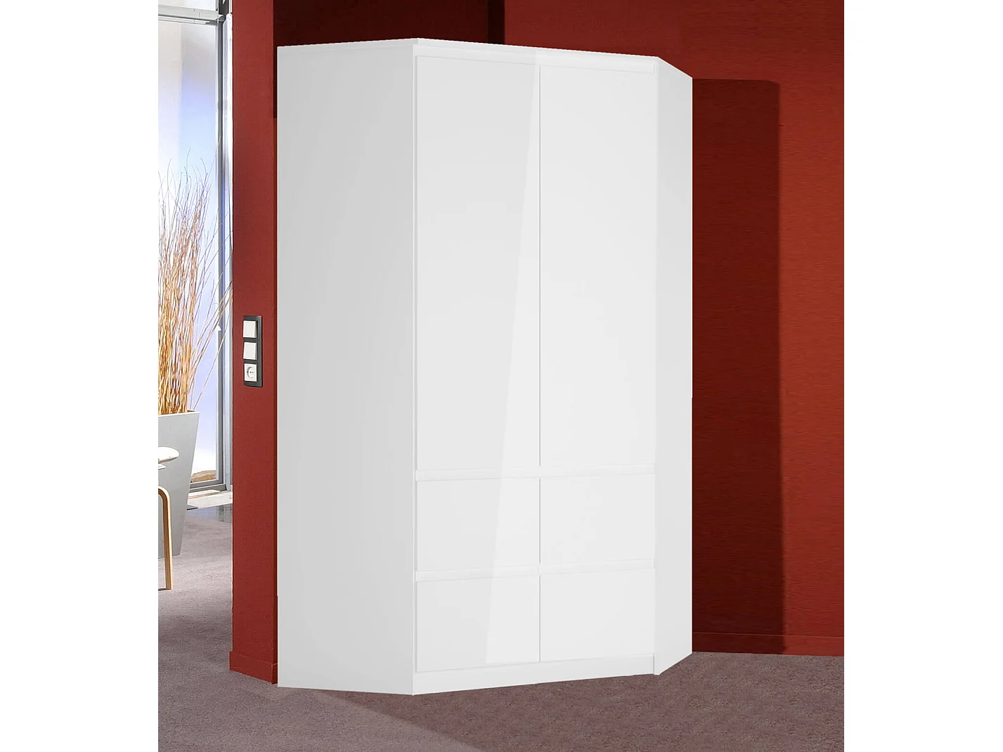 ECK-KLEIDERSCHRANK Boston weiß / weiß hg 121 / 121 / 213cm