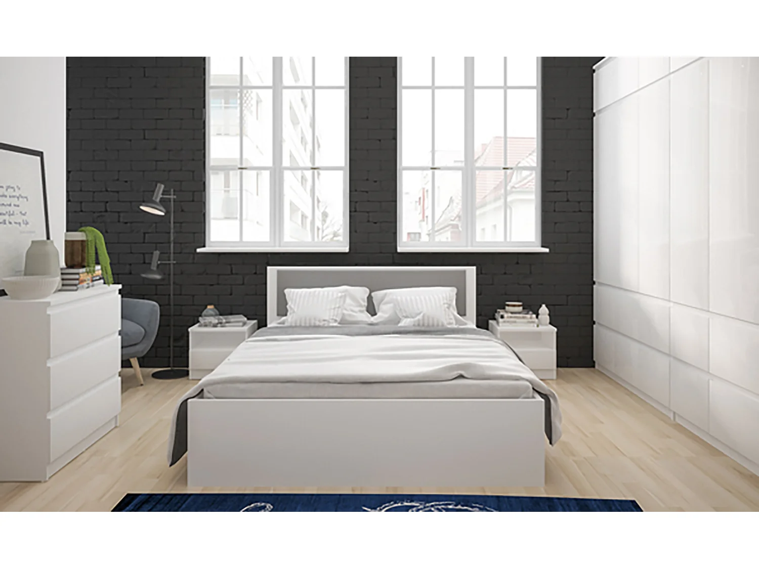 ECK-KLEIDERSCHRANK Boston weiß / weiß hg 121 / 121 / 213cm