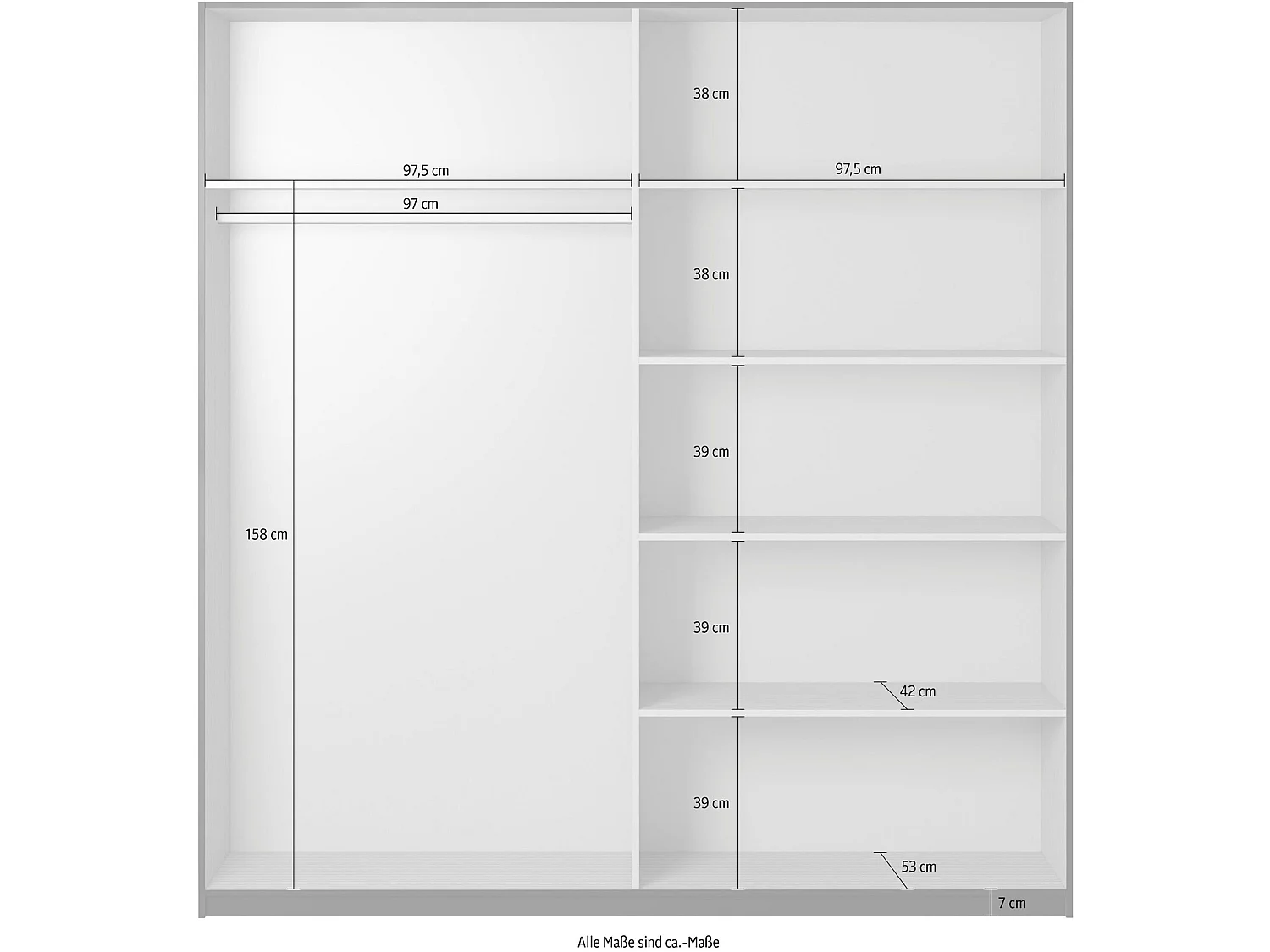 SCHWEBETÜRENSCHRANK Beta Schwarz 200 / 61 / 210cm