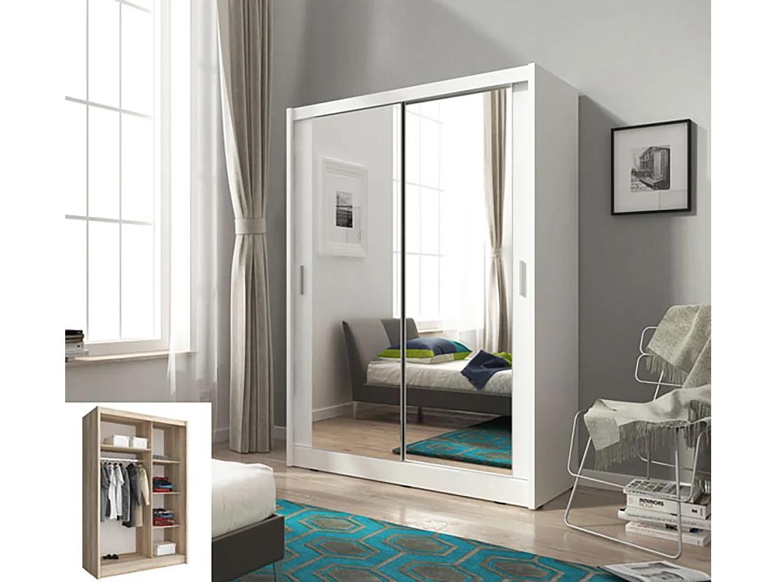 SCHIEBETÜRENSCHRANK Maja weiß 130 / 62 / 200 cm