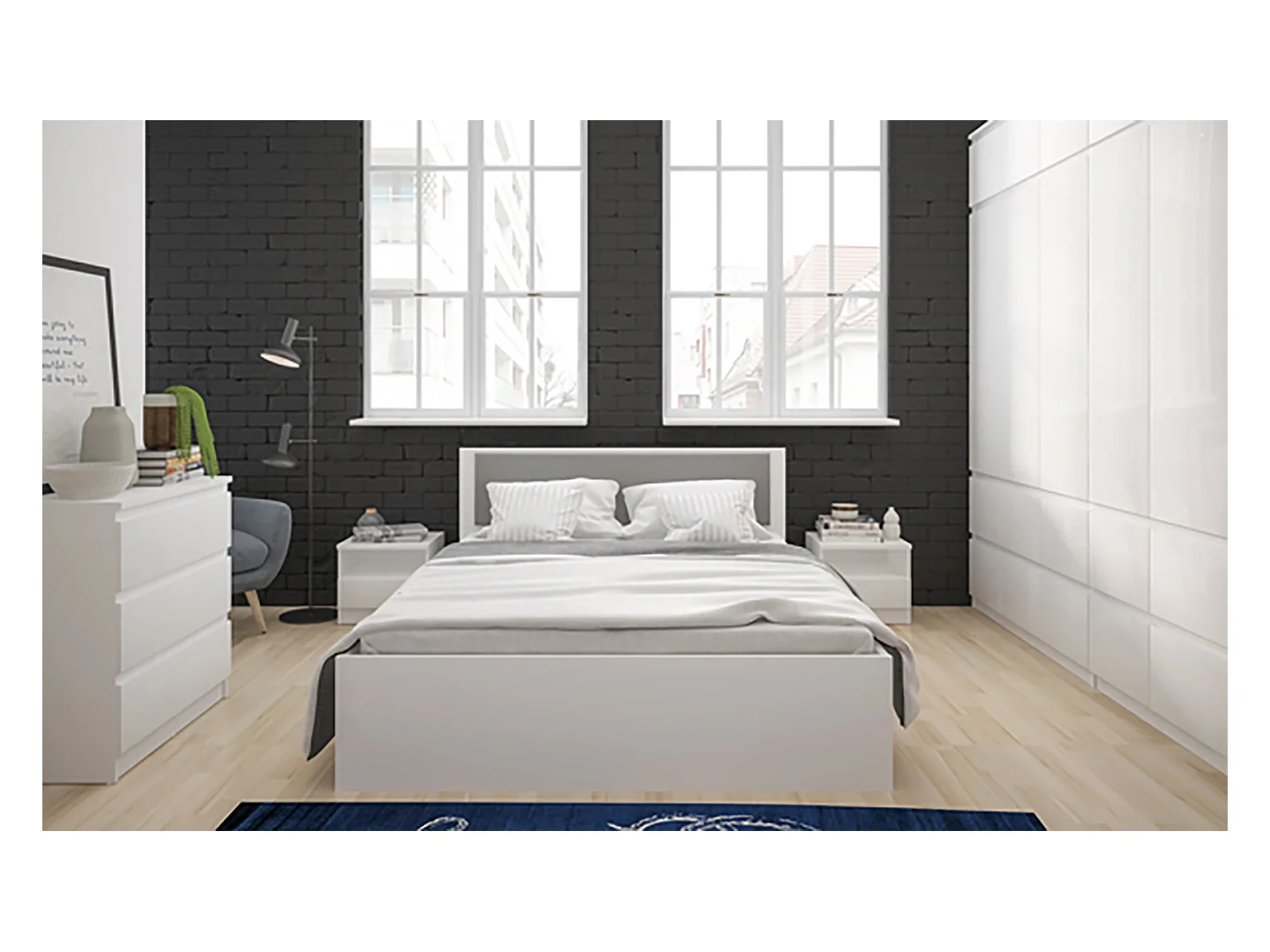 DREHTÜRENSCHRANK Boston weiß/weiß hg 45,6cm / 58,5cm / 249,8cm