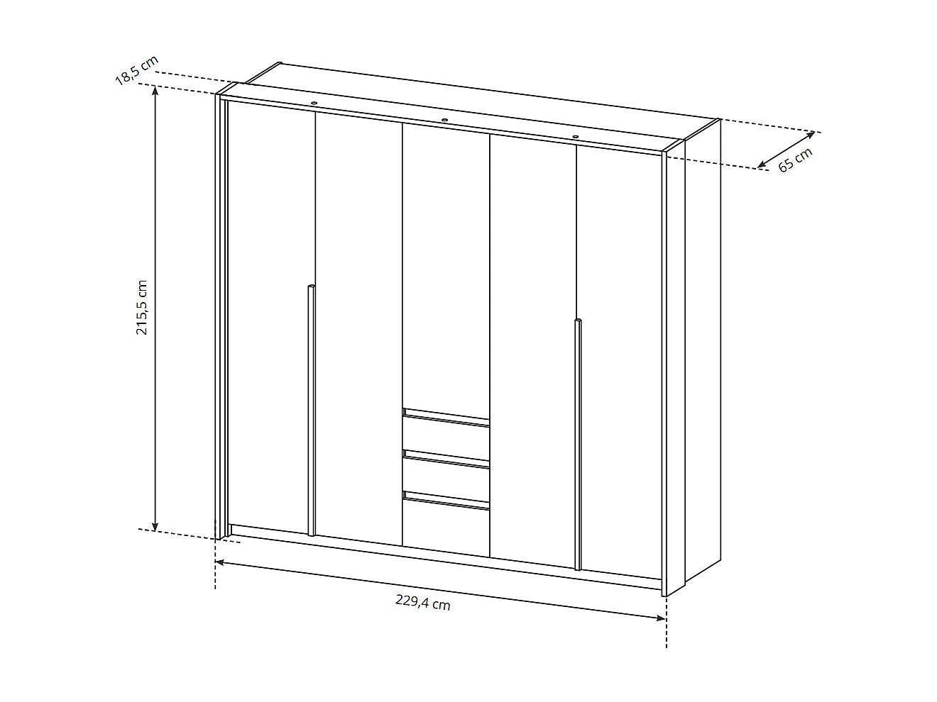 KLEIDERSCHRANK Xelo weiß / Wildeiche Gold 229 / 65 / 215,5cm