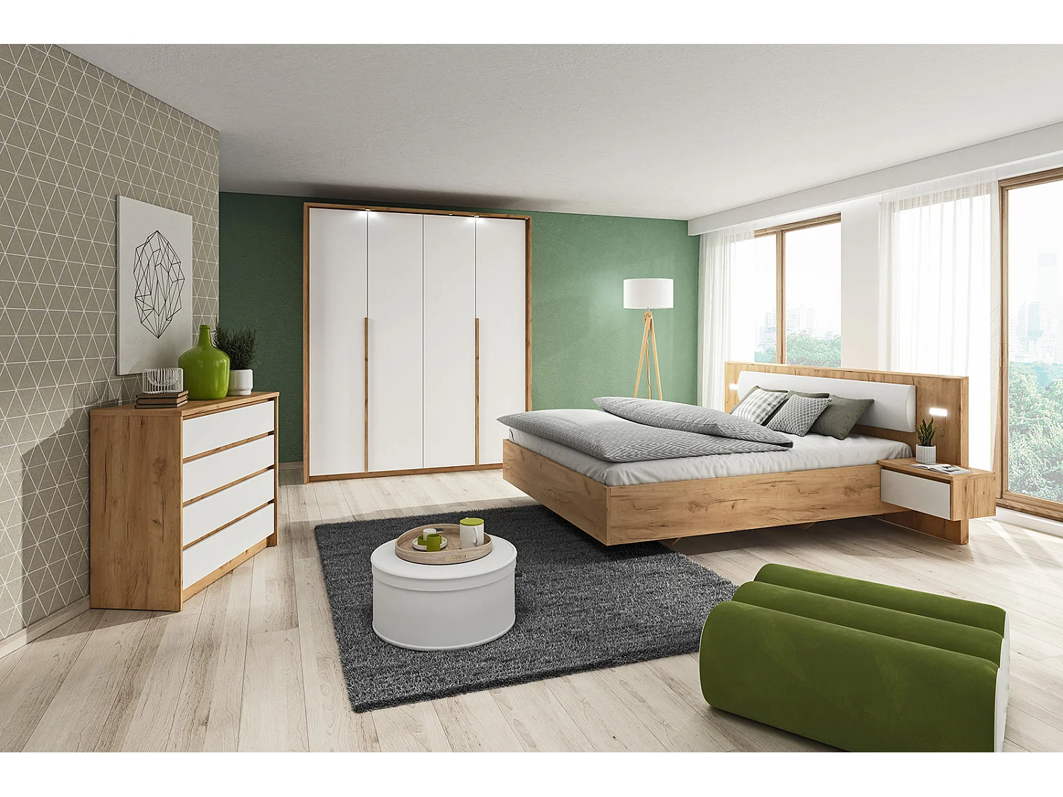 KLEIDERSCHRANK Xelo weiß / Wildeiche Gold 229 / 65 / 215,5cm