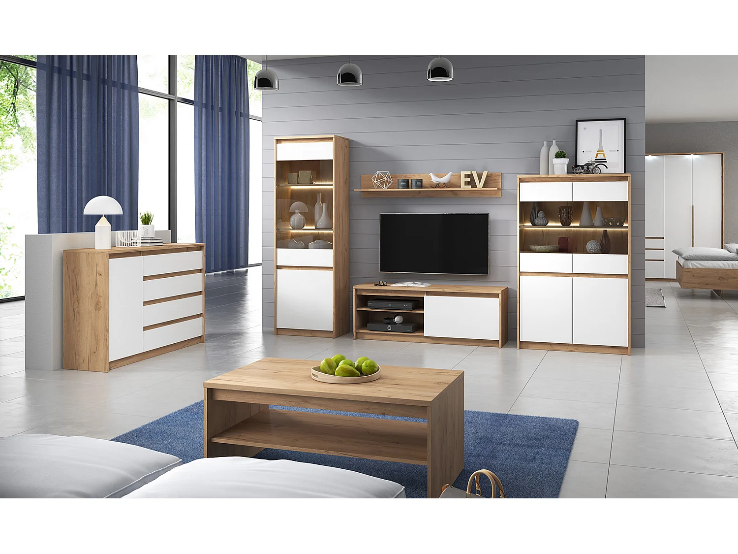 KLEIDERSCHRANK Xelo weiß / Wildeiche Gold 229 / 65 / 215,5cm