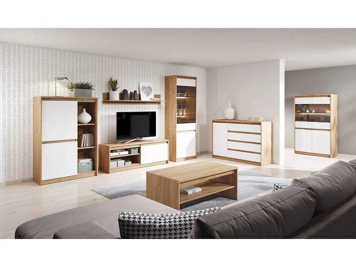 KLEIDERSCHRANK Xelo weiß / Wildeiche Gold 229 / 65 / 215,5cm