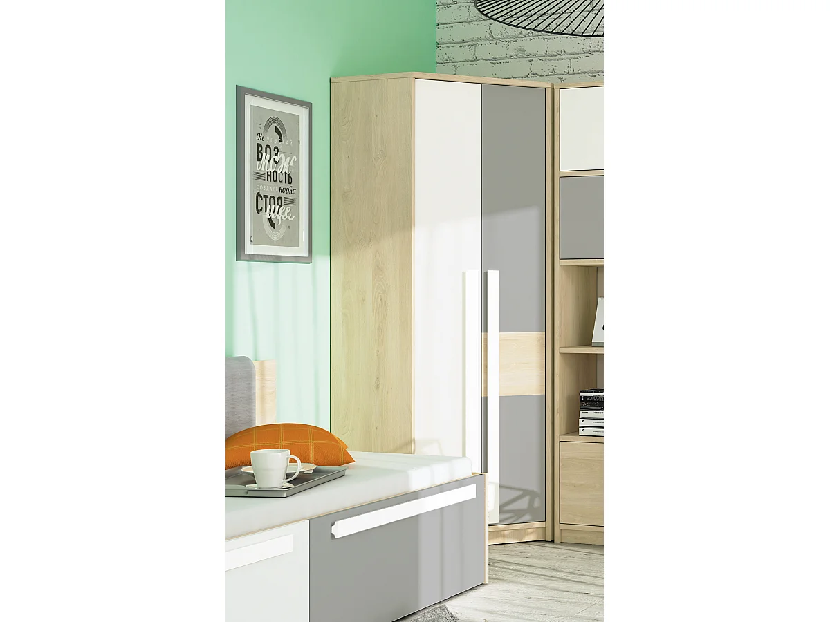 ECKSCHRANK Drop Fjord Buche / weiß / grau 82 / 82 / 199cm