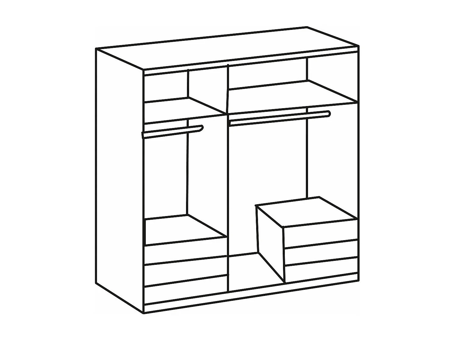 KLEIDERSCHRANK Level weiß 150 / 58 / 216cm