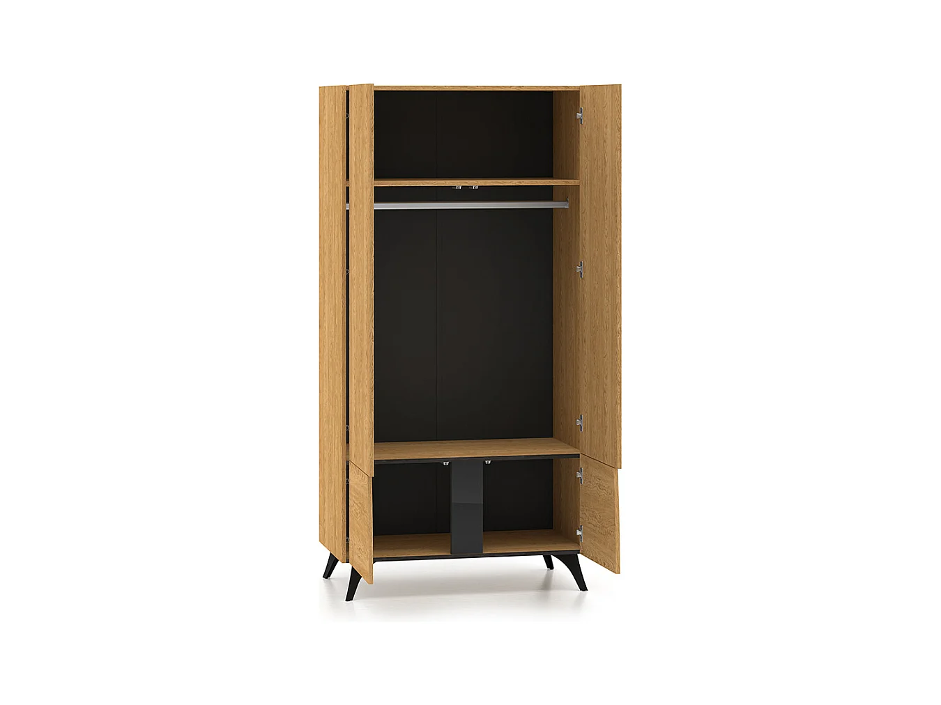 GARDEROBENSCHRANK Toscania Eiche / Schwarz 95 / 53 / 190cm