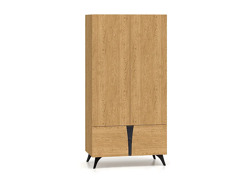 GARDEROBENSCHRANK Toscania Eiche / Schwarz 95 / 53 / 190cm