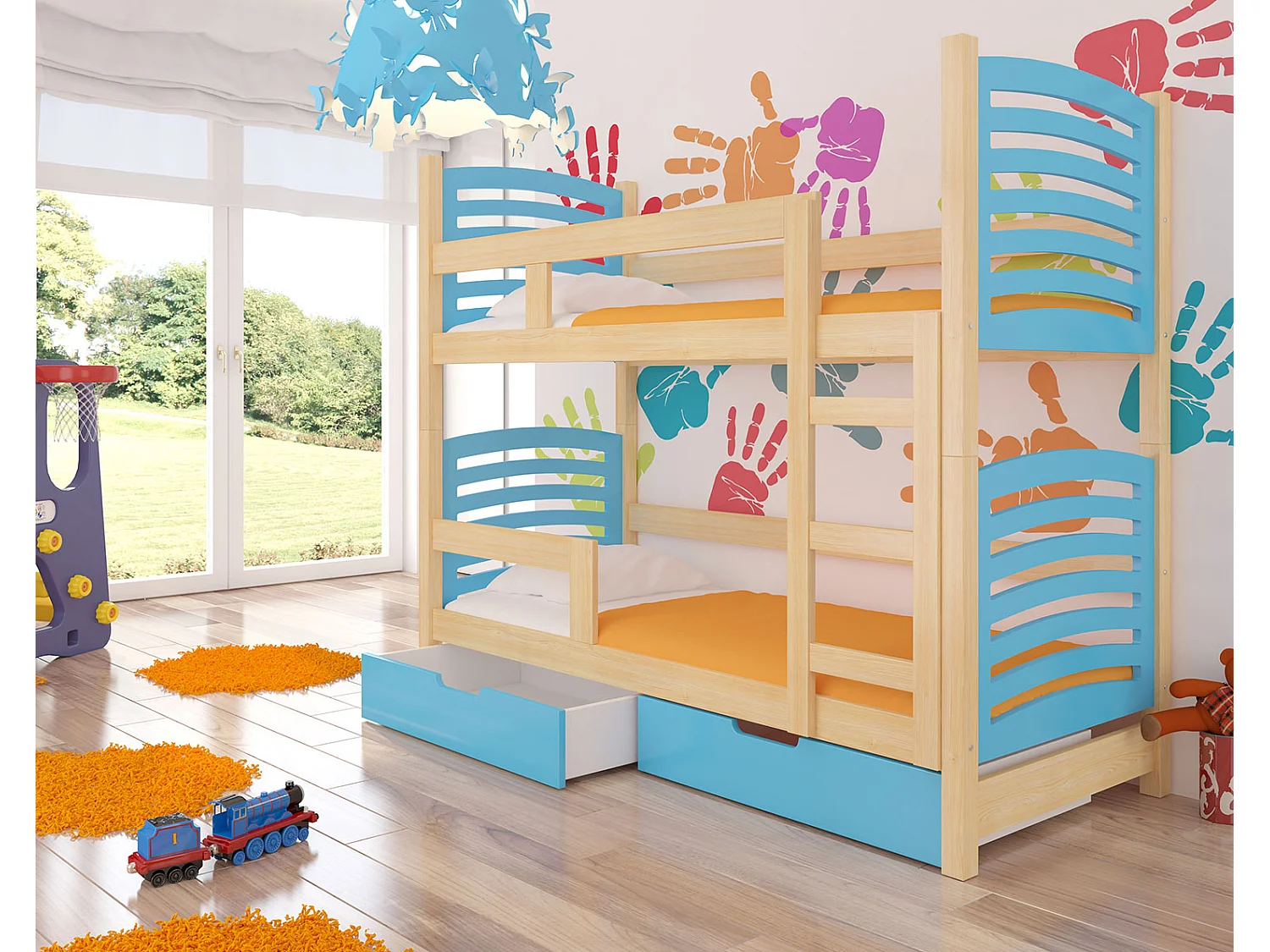 HOCHBETT Osuna Kiefer Natur / blau 81 / 188 / 169cm