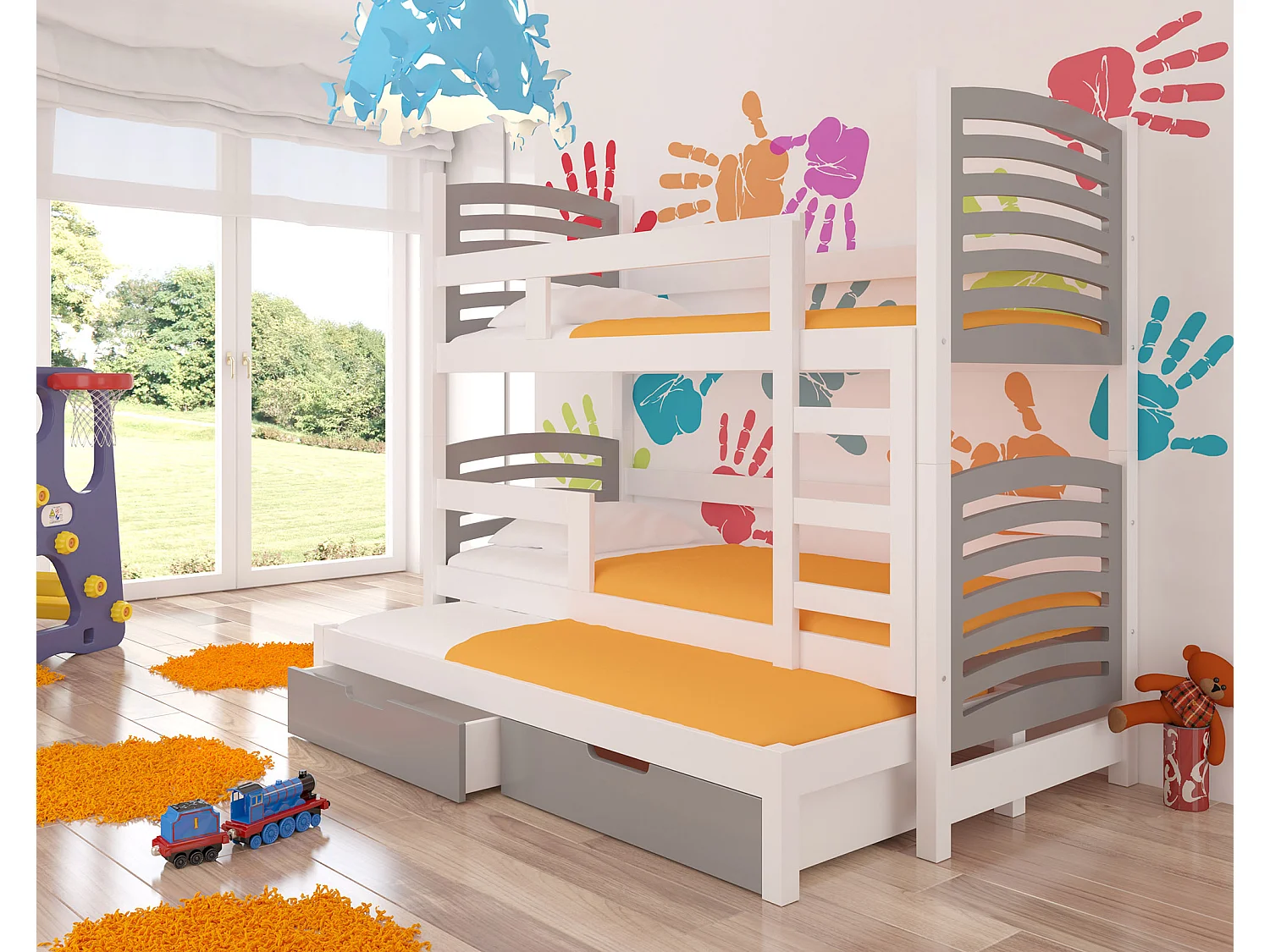 HOCHBETT Soria Kiefer weiß / grau 81 / 188 / 160cm