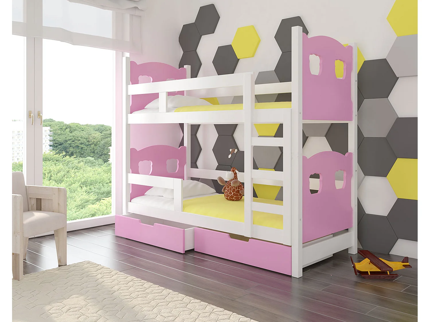 HOCHBETT Maraba Kiefer weiß / rosa 81 / 188 / 160cm