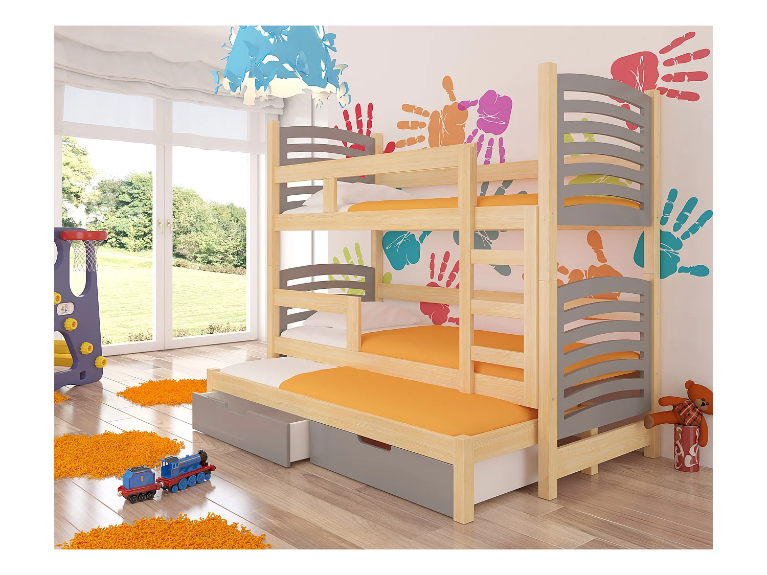 HOCHBETT Soria Kiefer Natur / grau 81 / 188 / 160cm