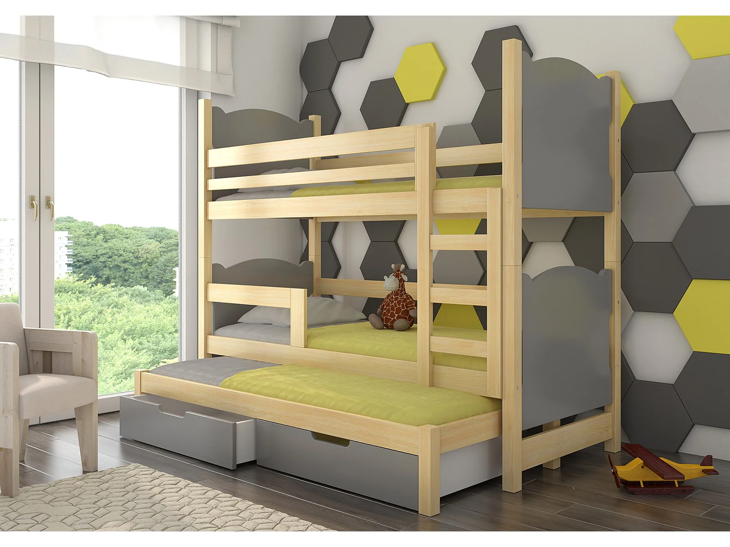 HOCHBETT Leticia Kiefer Natur / grau 81 / 188 / 160cm